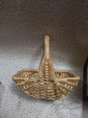 Vintage Miniature Hand-Woven Splint Wood Basket - Small Berry/Gathering Style
